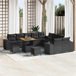 vidaXL Solid Acacia Wood Small Sofa Set with Cushions in Black
