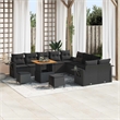vidaXL Solid Acacia Wood Sofa Set with Cushions in Black