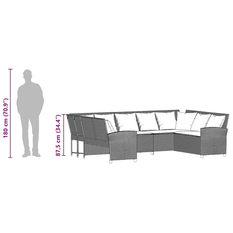 vidaXL Steel Large Sofa in Gray