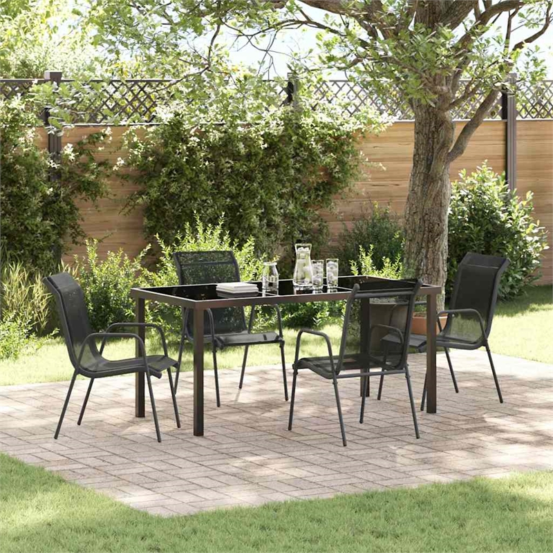vidaXL Steel Dining Set in Black