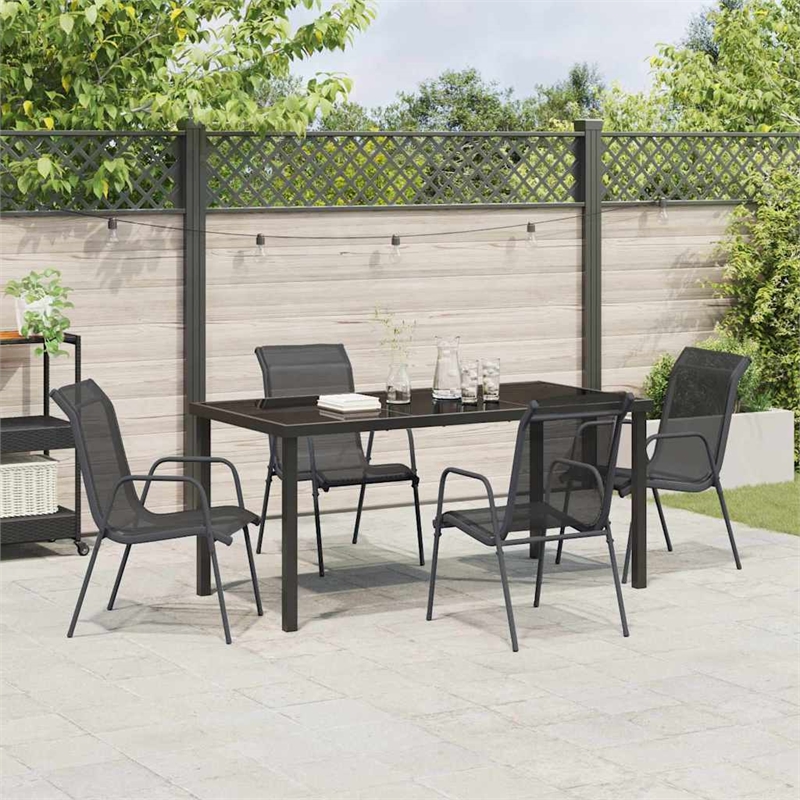 vidaXL Steel Dining Set in Black