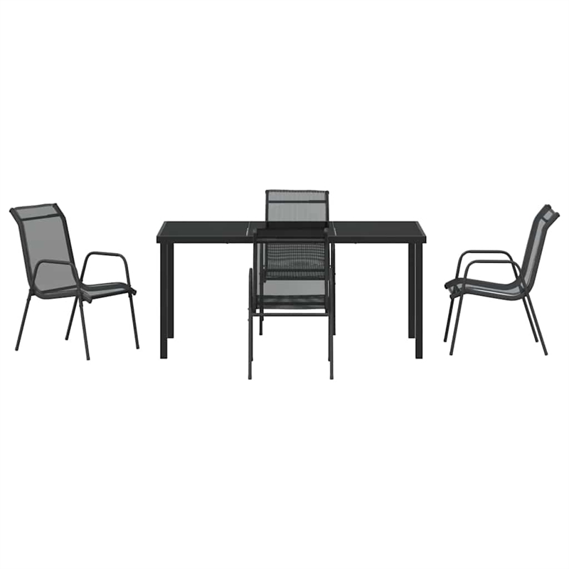 vidaXL Steel Dining Set in Black