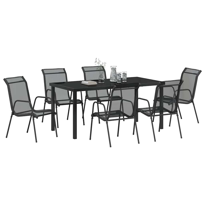 vidaXL Steel Dining Set in Black