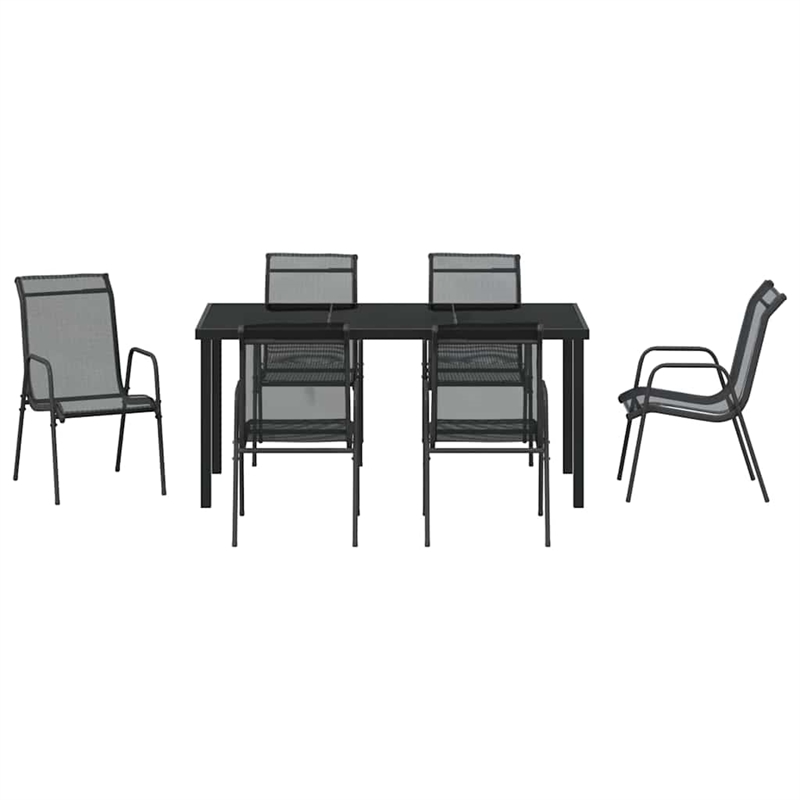 vidaXL Steel Dining Set in Black