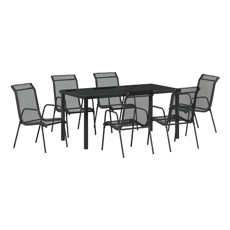 vidaXL Steel Dining Set in Black