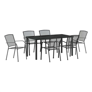vidaXL Steel Dining Set in Anthracite