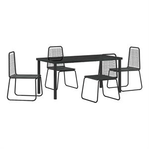 vidaXL Poly Rattan Dining Set in Black