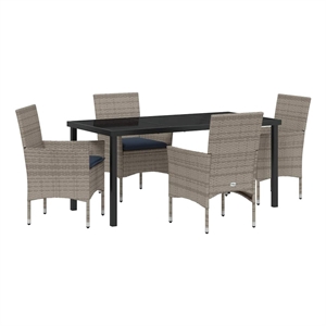 vidaXL Steel Furniture Set with Cushions in Gray