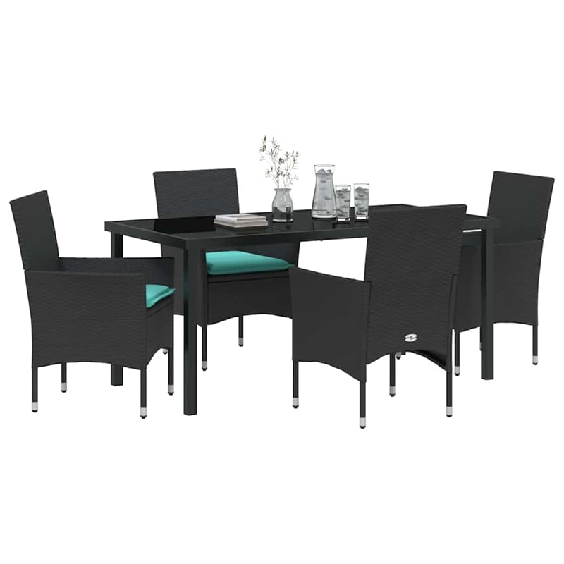 vidaXL Steel Furniture Set with Cushions in Black