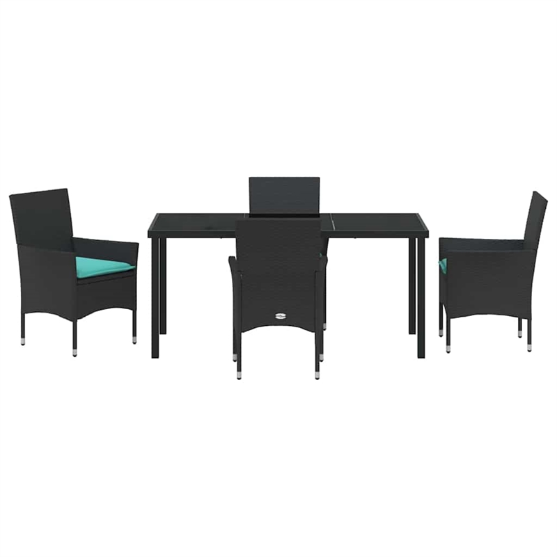 vidaXL Steel Furniture Set with Cushions in Black