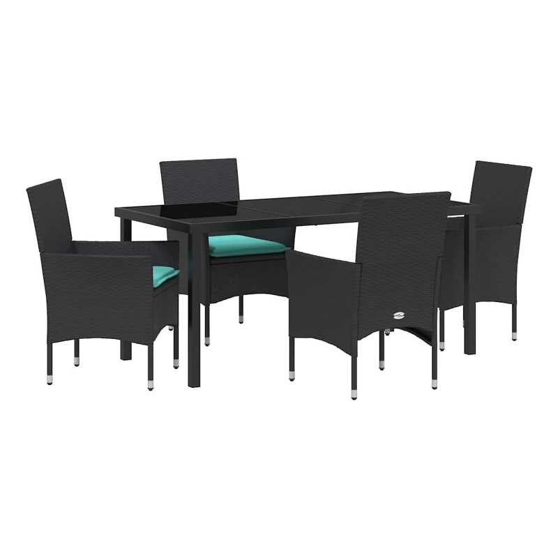 vidaXL Steel Furniture Set with Cushions in Black