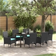 vidaXL Steel Furniture Set with Cushions in Black