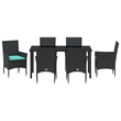 vidaXL Steel Furniture Set with Cushions in Black