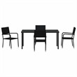 vidaXL Poly Rattan Dining Set with Cushions in Black