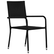 vidaXL Poly Rattan Dining Set with Cushions in Black
