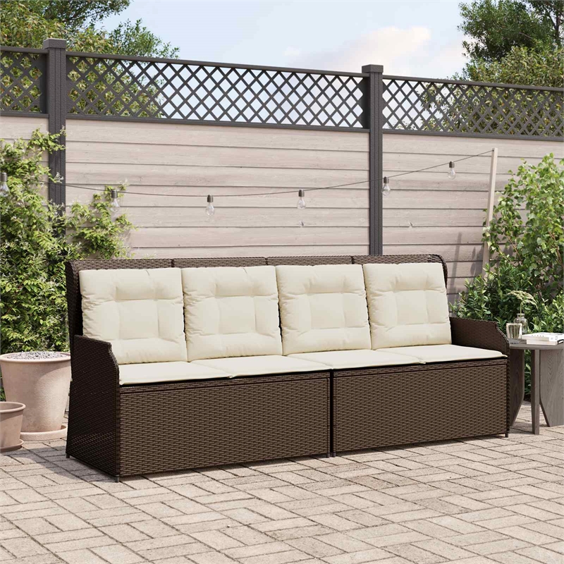 vidaXL Poly Rattan Garden Bench in Brown