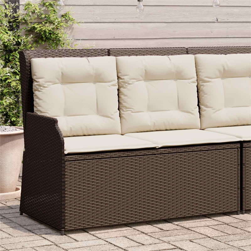 vidaXL Poly Rattan Garden Bench in Brown