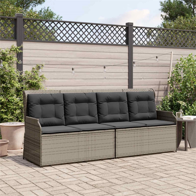vidaXL Poly Rattan Garden Bench in Gray