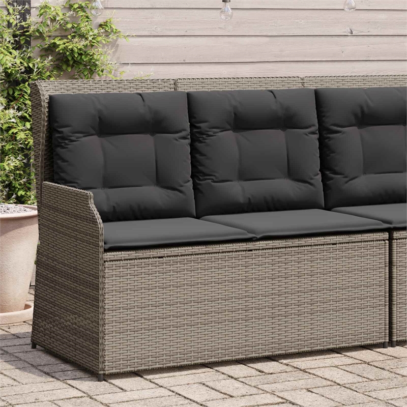 vidaXL Poly Rattan Garden Bench in Gray