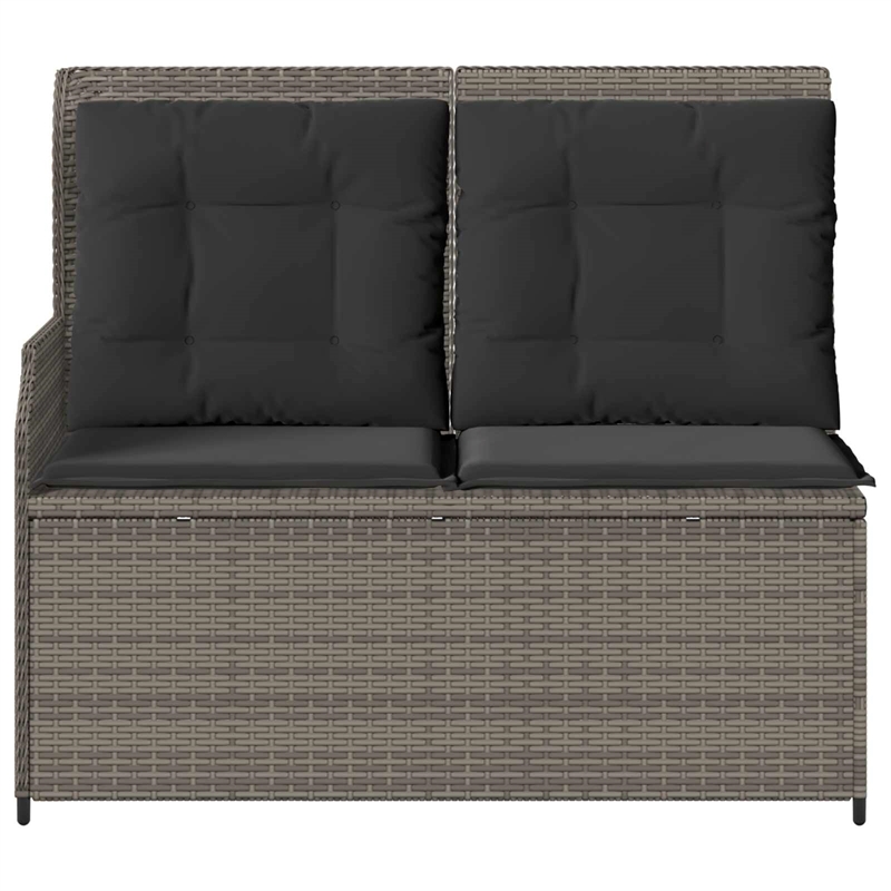 vidaXL Poly Rattan Garden Bench in Gray