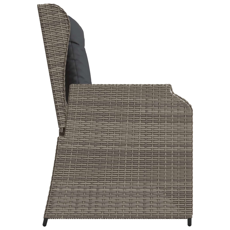 vidaXL Poly Rattan Garden Bench in Gray