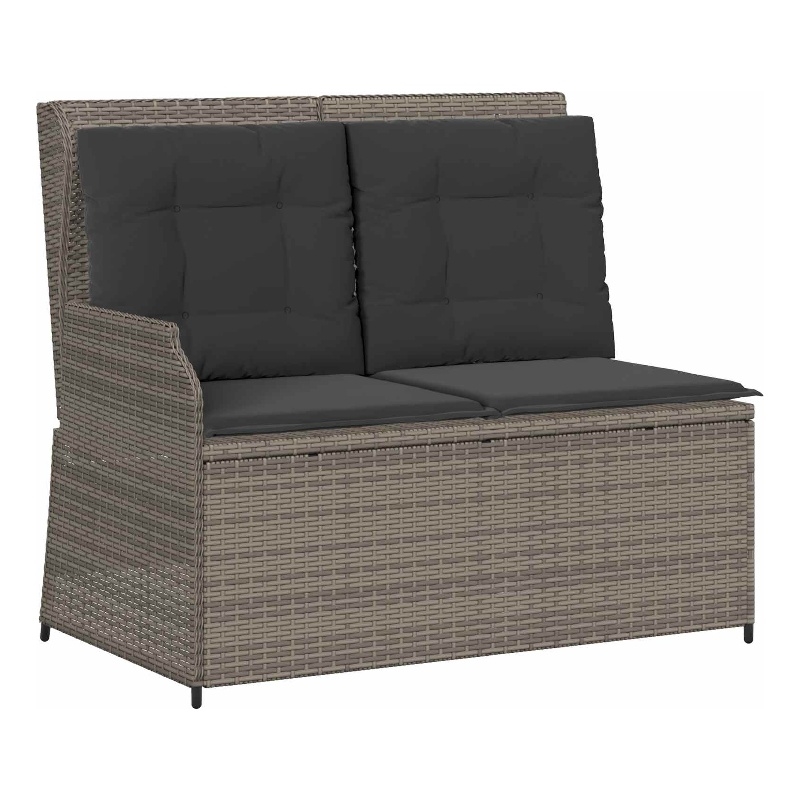 vidaXL Poly Rattan Garden Bench in Gray