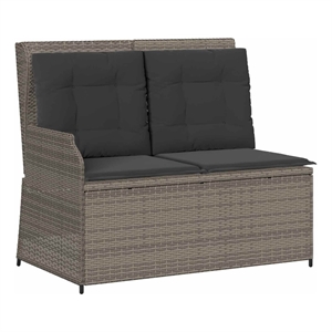vidaXL Poly Rattan Garden Bench in Gray