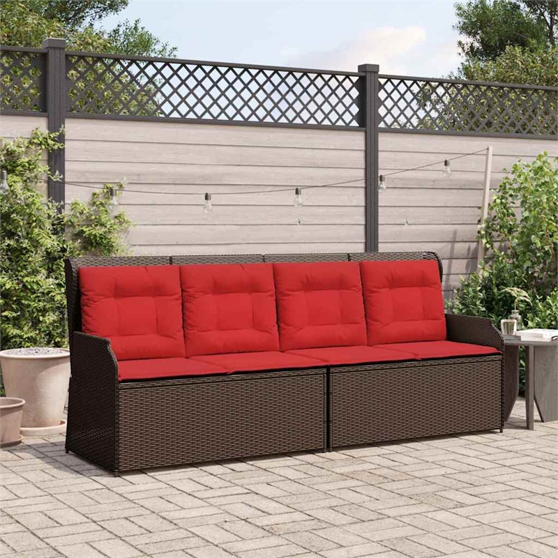 vidaXL Poly Rattan Garden Bench in Brown