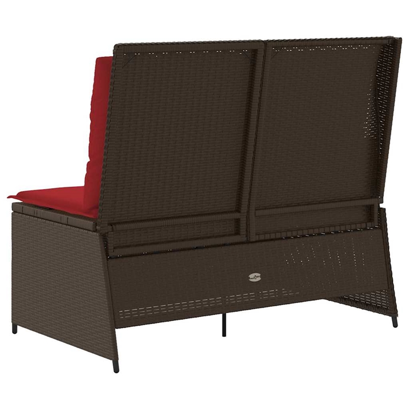 vidaXL Poly Rattan Garden Bench in Brown