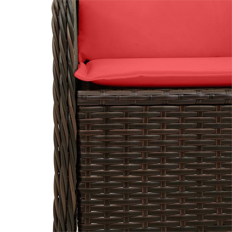vidaXL Poly Rattan Garden Bench in Brown