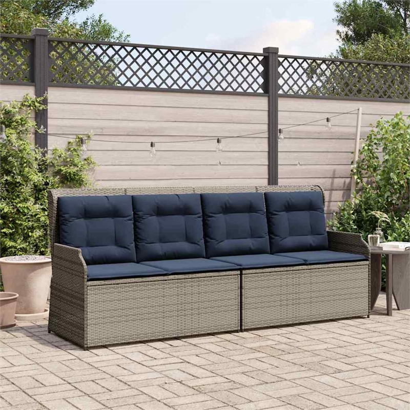 vidaXL Poly Rattan Garden Bench in Gray