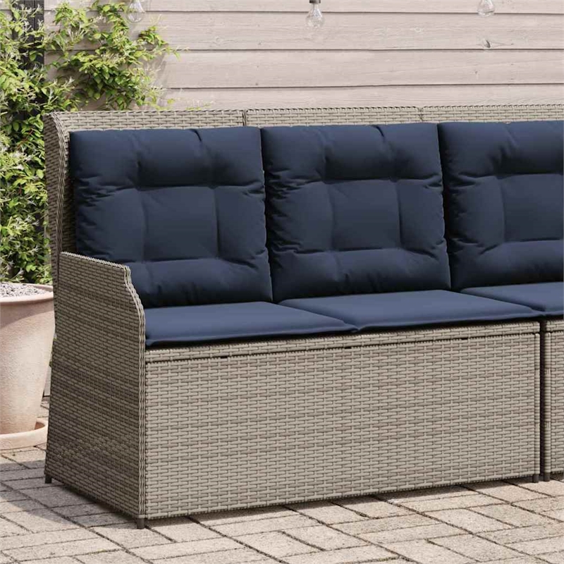 vidaXL Poly Rattan Garden Bench in Gray
