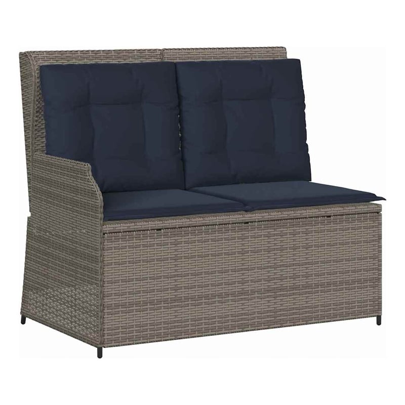 vidaXL Poly Rattan Garden Bench in Gray