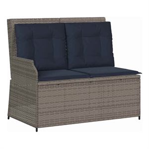 vidaXL Poly Rattan Garden Bench in Gray
