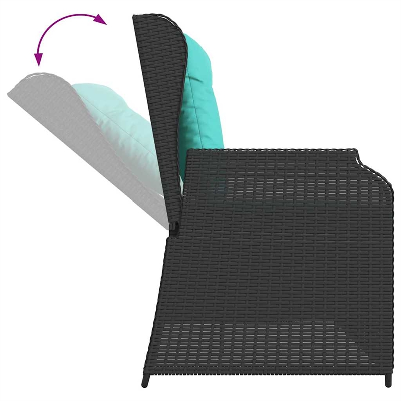 vidaXL Poly Rattan Garden Bench in Black