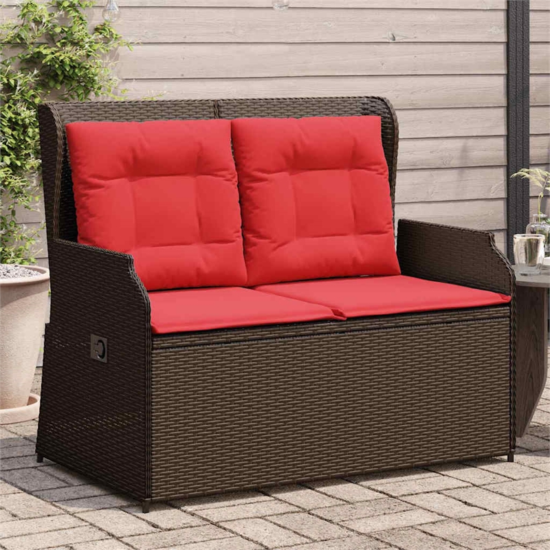 vidaXL Poly Rattan Garden Bench in Brown