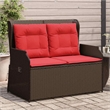 vidaXL Poly Rattan Garden Bench in Brown