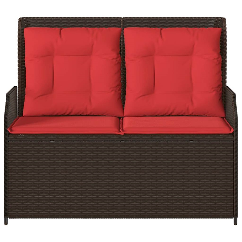 vidaXL Poly Rattan Garden Bench in Brown