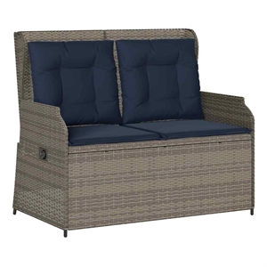 vidaXL Poly Rattan Garden Bench in Gray