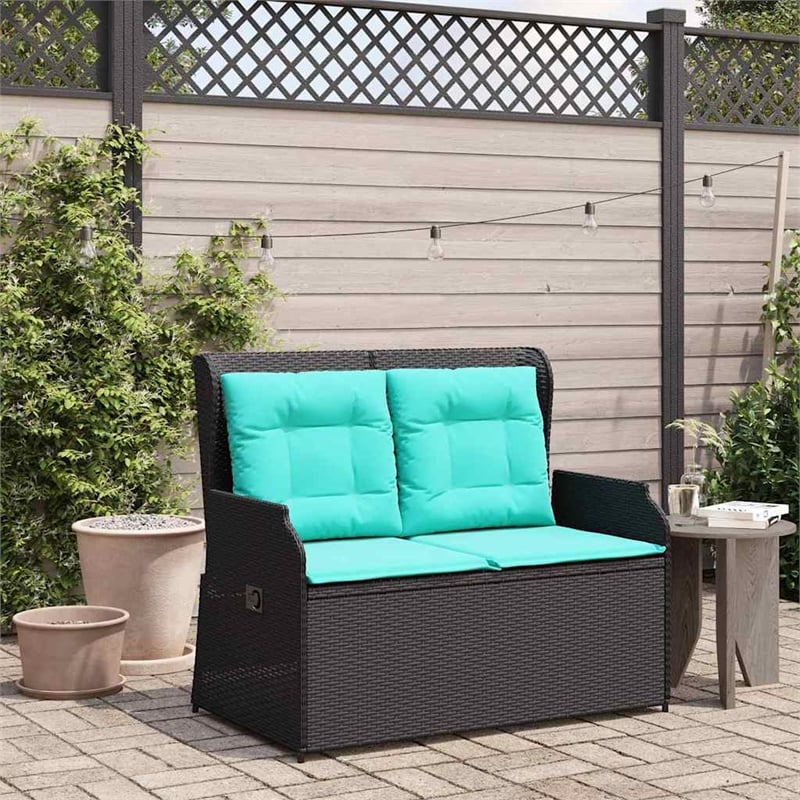 vidaXL Poly Rattan Garden Bench in Black