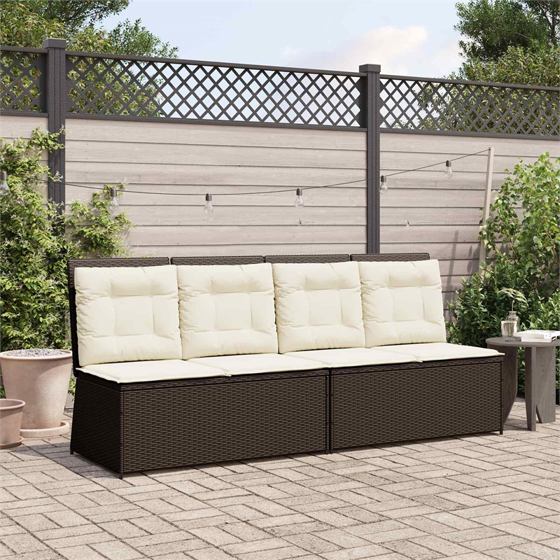 vidaXL Poly Rattan Small Garden Bench in Brown