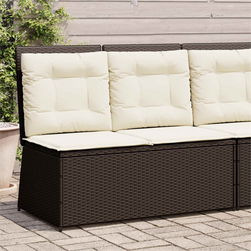 vidaXL Poly Rattan Small Garden Bench in Brown