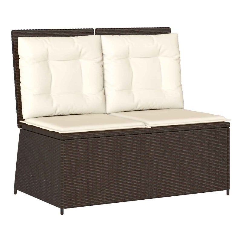 vidaXL Poly Rattan Small Garden Bench in Brown