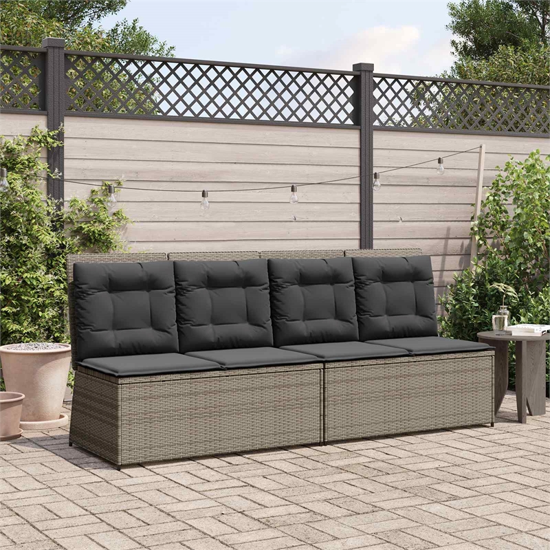 vidaXL Poly Rattan Small Garden Bench in Gray