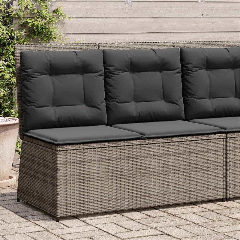vidaXL Poly Rattan Small Garden Bench in Gray