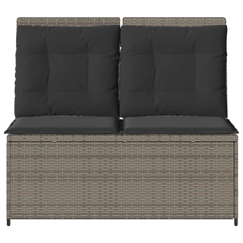 vidaXL Poly Rattan Small Garden Bench in Gray