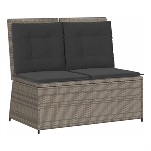 vidaXL Poly Rattan Small Garden Bench in Gray