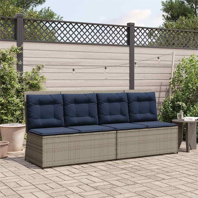 vidaXL Poly Rattan Small Garden Bench in Gray