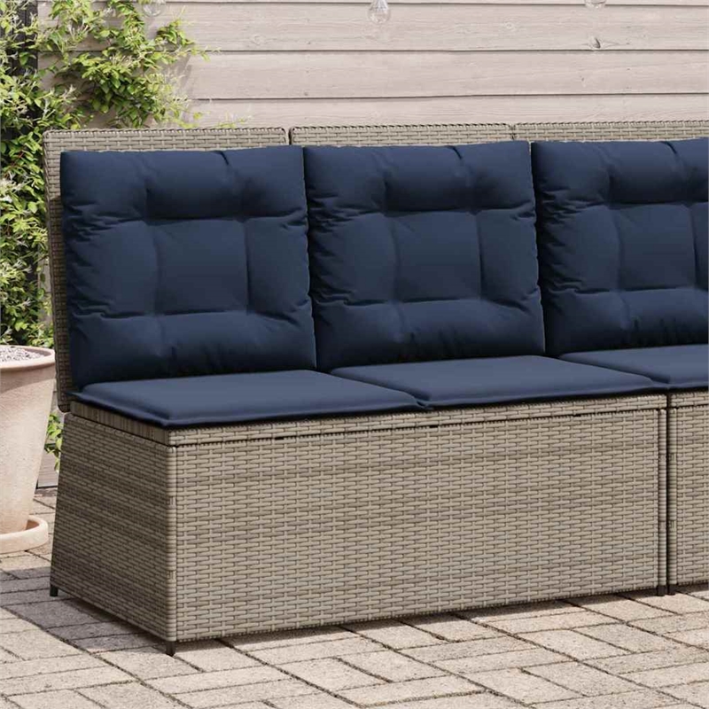 vidaXL Poly Rattan Small Garden Bench in Gray