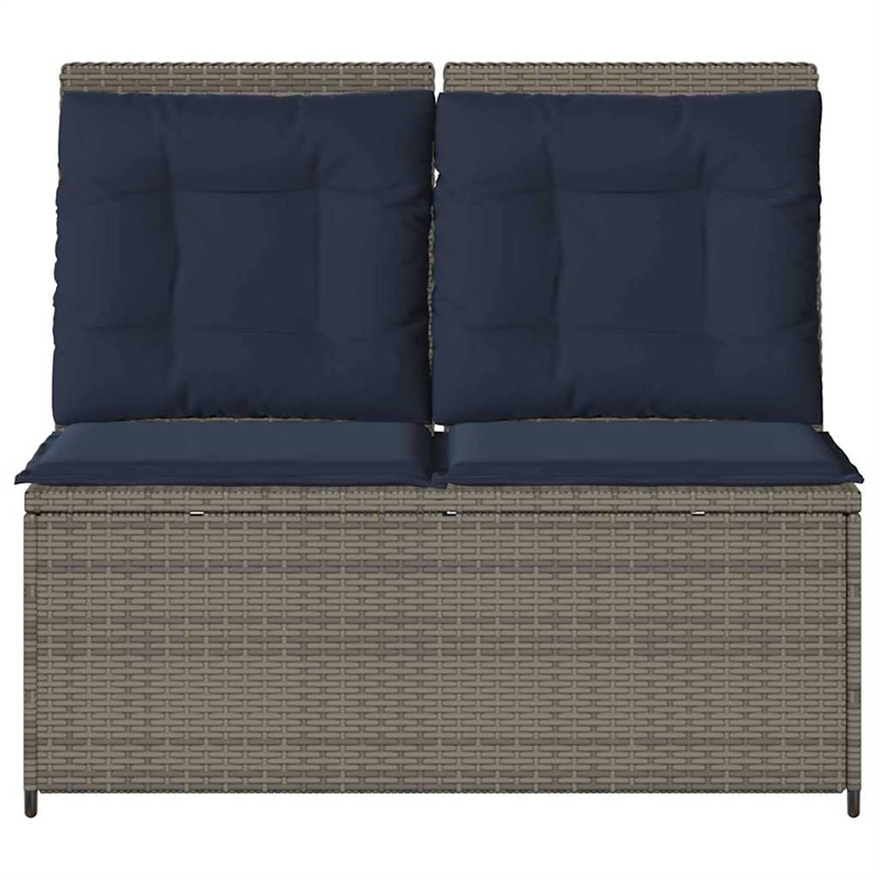 vidaXL Poly Rattan Small Garden Bench in Gray